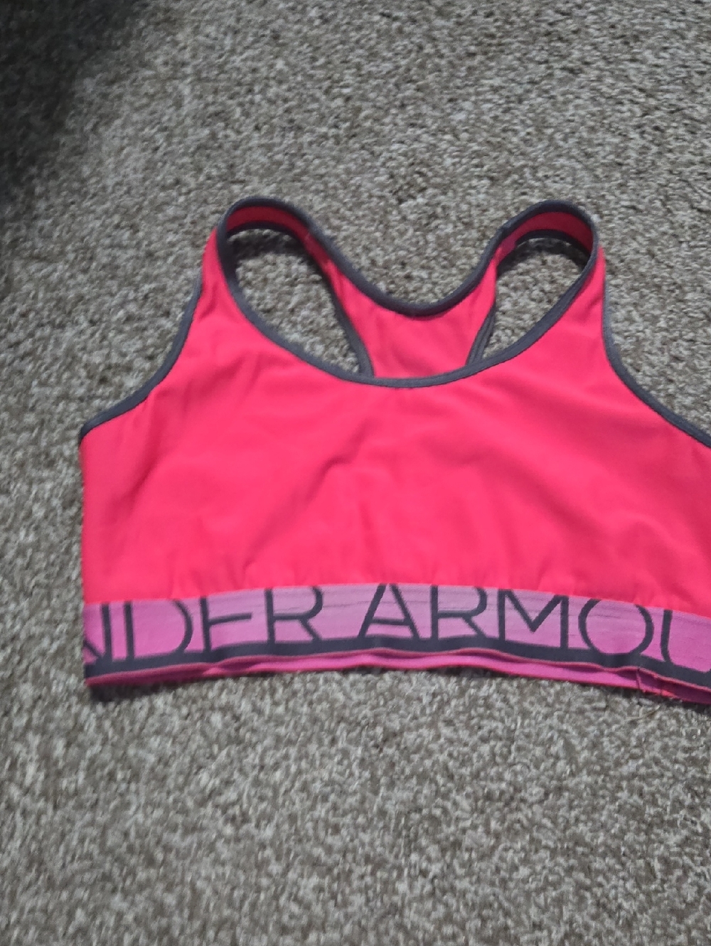 Under Armour Hot Pink Racerback Sports Bra with Gray Trim